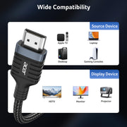 Acer HDMI 2.1 Cable 6.6FT (8K@60Hz,4K@120Hz) 48Gbps High-Speed Braided Cord | Certified HDMI Cable Supports HDR10+/HDCP 2.2 & ARC/eARC, Compatible with PS5, PS4, Xbox, Monitors, Laptops, Roku TV, HDTV