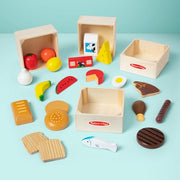 Melissa & Doug Food Groups, 21-Piece Wooden Toys Set of Pretend Play Food & Kids Play Kitchen Accessories, Preschool Toys for Girls & Boys Ages 3+