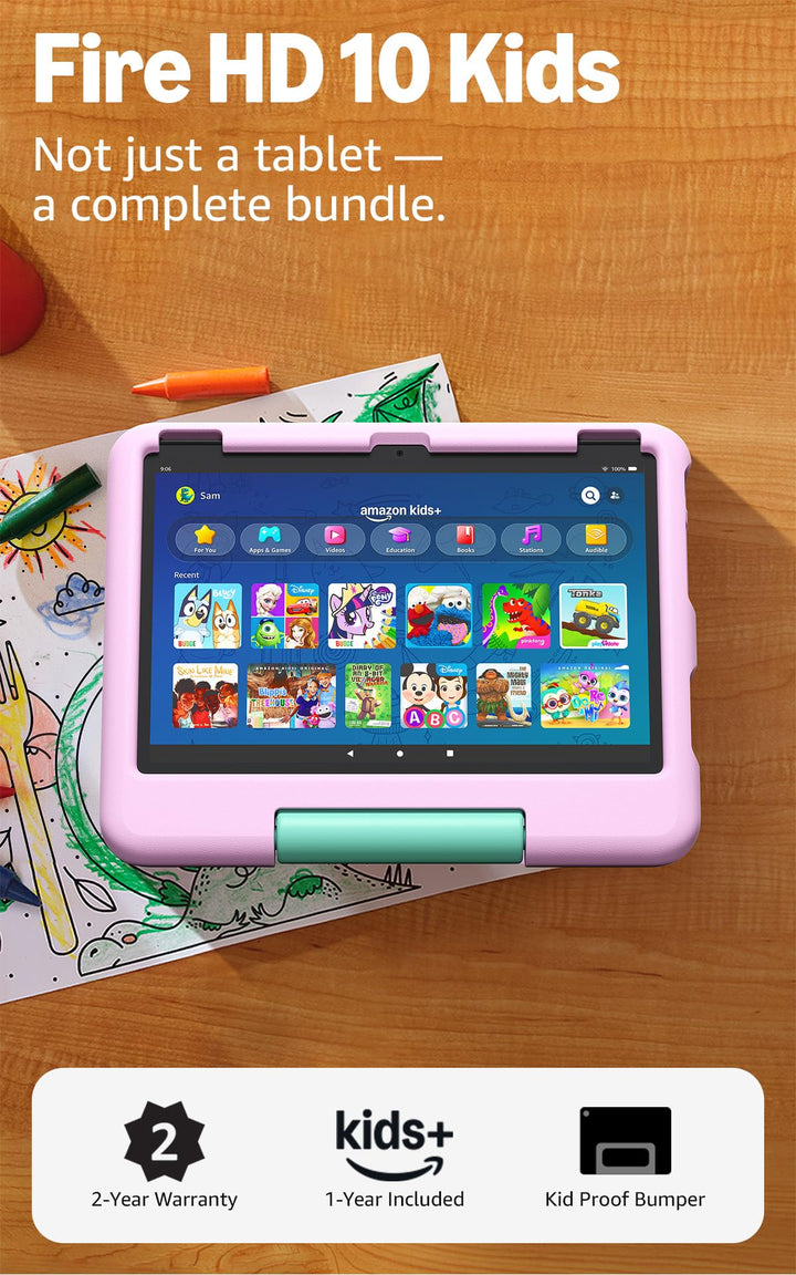 Amazon Fire HD 10 Kids tablet (newest model) ages 3-7 | Bright 10.1" HD screen with included ad-free and exclusive content, robust parental controls, 13-hr battery, 32 GB, Pink