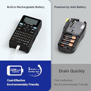 SUPVAN E11 Keyboard & Bluetooth Label Maker Machine with 4 Tapes | Rechargeable, Versatile App with 30+ Fonts and 660+ Icons, Minimal Margin, Inkless, for School, Home, Kitchen, Office