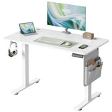 VASAGLE Electric Standing Desk, Height Adjustable, 100 x 60 cm, 4 Presets | Continuous Adjustment, Spliced Desktop, 4 Memory Heights, White, Balok Collection LSD130WZ02