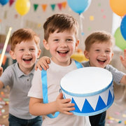 Kids Drum Set,8" Wooden Drum Toys with Adjustable Strap and 2 Drumsticks,Sensory Musical Instrument for Toddler Boys & Girls,Party Gift(Blue)
