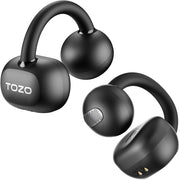 TOZO OpenEarRing Open Ear Earbuds 40H Bluetooth 5.4 Lightweight Comfort | Open Ear Clip On Wireless Earbuds with Smart Digital LED Display, Stable Connection, Secure Fit for Driving Workout Black
