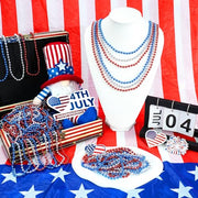 100 PCS Blue Bead Necklace, Blue Mardi Gras Beads Christmas Necklaces, 33" 4th of July Patriotic Beaded Necklace, Parade Throw Accessories for Independence Day Mardi Gras Hanukkah Pirate Theme Party
