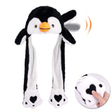 Bubblepompom Animal Hat with Moving Ears Funny Pop up Crazy Silly Hat, 22'' | Plush Animal Hat with Jumping Ears, Cosplay Costume for Dress Up Party, Holiday Gift for Kids, Squeeze Paws to Pop up Ears