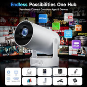 Philoent Mini Projector with WiFi 6 and BT 5.4, Built-in Apps 2026 Upgraded | 1080P/4K Support, 180° Rotation, Wi-Fi 6 & Bluetooth 5.4, Automatic Keystone Correction, Fast Focus, 25 dB for home cinema