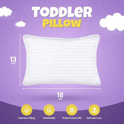 Utopia Bedding Toddler Pillow 2 Pack, Cotton Blend Shell 13x18 Inch, White | Soft and Breathable Small Satin Striped Kids Pillow, Baby Sleeping For Toddler, Bed and Travel, Age 2 and Above