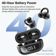 TOZO OpenEarRing Open Ear Earbuds 40H Bluetooth 5.4 Lightweight Comfort | Open Ear Clip On Wireless Earbuds with Smart Digital LED Display, Stable Connection, Secure Fit for Driving Workout Black