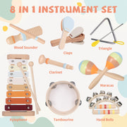YHHYTOY Montessori Toys Wooden Baby Musical Instruments Set for Toddlers | 18 Month Old Toys Toddler Percussion Instruments, Xylophone Maracas Tambourine Birthday Christmas Gifts for Girls Boys Kids