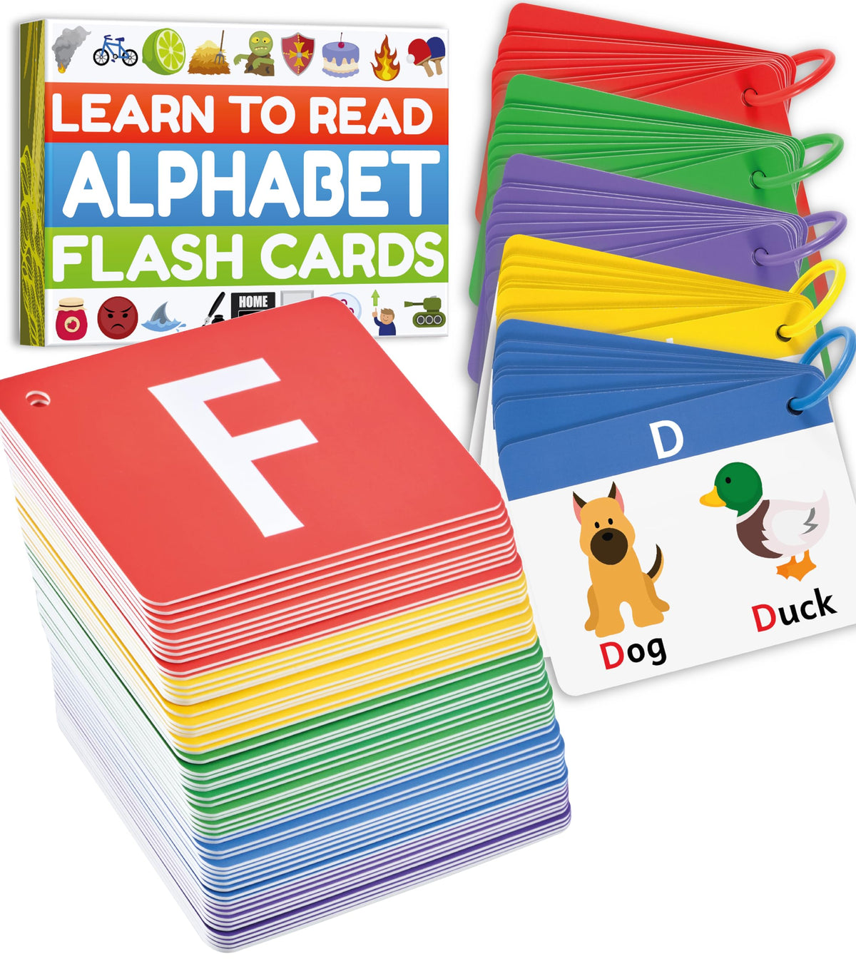Alphabet Flash Cards - Thick ABC Flash Cards for Kids | Lowercase & Uppercase Letter Recognition Learning Game for Ages 3-6