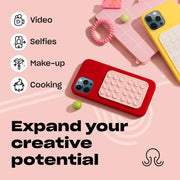 OCTOBUDDY Classic - Silicone Suction Phone Case Adhesive Mount, Chalk Pink | Hands-Free, Strong Grip Holder for Selfies and Videos - iPhone and Android Compatible - 2.25″ x 3.25″