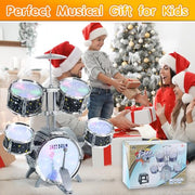 CAPTAIN CHAOWING Kids Drum Set for Toddlers 3-5, Light up Jazz Drum Toy 5-7 | Upgraded Jazz Drum Set for Kids, Musical Instrument Toys & Lights & All Plastic, Beginner Kit for Boys Girls Aged 3-5 4-6 5-7