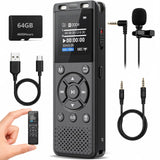 Tonfarb 64GB Digital Voice Recorder with Playback,Audio Recording Device | for Lectures Meeting/Classes/Interviews,Tape Recorder with Voice Activated,Password,Noise Reduction,A-B Repeat,MP3 Player Etc
