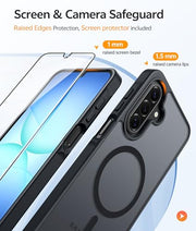 FNTCASE for Samsung Galaxy A17/A16 5G Phone Case, Fit for Magsafe, Black | Screen Protector, Translucent Matte, Military Grade Drop Proof, Shockproof Protection Bumper, Protective Magnetic Phone Cover