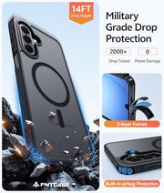 FNTCASE for Samsung Galaxy A17/A16 5G Phone Case, Fit for Magsafe, Black | Screen Protector, Translucent Matte, Military Grade Drop Proof, Shockproof Protection Bumper, Protective Magnetic Phone Cover