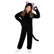 Halloween Cat Costume for Girls - Animal Costume Dress Up Gifts for Kids | Black Cat Halloween Costumes for Kids Age 3-10, Cheetah Costume Onesie, 3D Hood, Gifts for Birthday Party Cosplay, Role Play