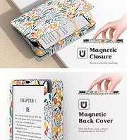 Moko Case for 7"/6.8" Kindle Paperwhite 12/11th Gen & Kindle Colorsoft for Signature Edition 2024, Slim PU Shell Cover with Auto-Wake/Sleep, Flowers