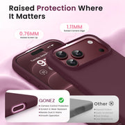 GONEZ for iPhone 18 Pro-Max Case/17 Pro Max Case, Compatible with MagSafe | Burgundy, Screen Protector, Full Camera Protection, Premium Silicone Cover Shockproof Drop Protection Slim Phone Case