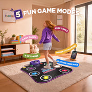 Dance Mat Toys with Bluetooth, Electronic Dance Pad for 3-12 Year Old Kids | Music Dance Mat with Bluetooth, Light-up 6-Button, 5 Game Modes, Birthday Toys Gifts for 3 4 5 6 7 8 9 10+ Year Old Girls