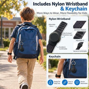 GPS Tracker for Kids with Real-Time Location Tracking & Family Sharing, Apple & Android Compatible, No Monthly Fees & No SIM Card, Wristband & Keychain Included, IP68 Waterproof, Black