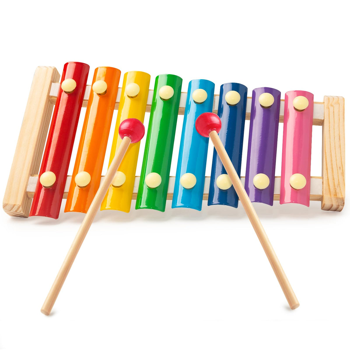 MCPINKY Xylophone for Kids with 2 Mallets, Wooden, Rainbow | Baby Xylophone, Musical Instruments Toy for Toddlers, Birthday Party Favors