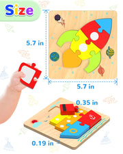 Wooden Puzzles Gifts Montessori Toys for 1 2 3 Years Old Boys Girls | 6 Vehicle Shape Puzzles, Boy Birthday Gift, Montessori Toys Educational Blocks for 1-3, 2-4, Learning Toys