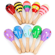 POPLAY 10PCS Mini Wooden Maracas, Maracas for Toddler Musical Instruments Wooden Shakers Baby Musical Toys Infant Learning Toys