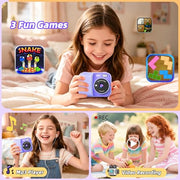 Kids Instant Print Camera with 5 Rolls Print Paper, 1080P HD Camera, Rechargeable Portable Toddler Selfie Camera, Christmas Birthday Gifts Toys for Boys Girls Age 3-12 (Purple)