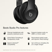 Beats Studio Pro Premium Wireless Over-Ear Headphones- Up to 40-Hour Battery Life, Active Noise Cancelling, Great for Travel & Commuting, USB-C Lossless Audio, Apple & Android Compatible -Black