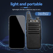 Retevis RT22 Walkie Talkies Long Range Rechargeable with Earpiece (2 Pack) | Slim & Lightweight 2 Way Radio For Camping & Hiking, Pocket-Friendly Antenna, Ready to Use, 10-Hour Battery, USB-C Charging
