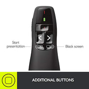 Logitech Wireless Presenter R400 USB A PowerPoint Clicker with Laser | USB-A connection, PowerPoint clicker, presentation remote control
