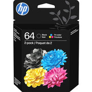 HP 64 Black & Tri-Color Ink Cartridges Printers (Combo Pack) | Works with Printer Series: Inspire 7950e; Envy Photo 6200, 7100, 7800; Tango | Eligible for Instant Ink | X4D92AN