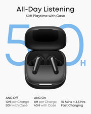 Soundcore P31i by Anker Translation Earbuds with Real-Time Adaptive ANC | Real-Time Adaptive Noise Cancelling, Hi-Res Sound, Translation Earbuds, 50H Playtime, Spatial Audio, Fast Charging, IP55