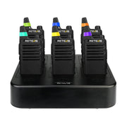 Retevis RT22 Commercial FRS Walkie Talkies Rechargeable Long Range (6 Pack) | Slim & Lightweight 2 Way Radio, For K-12 & Retail, Comfortable for All-Day Wear, Loud & Clear Audio, Charge 6 Radios At Once