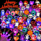 Halloween Party Favors 50Pcs Trick or Treats Halloween Toys for Kids | Halloween Party Favors for Kids & Adults, Non‑candy Gift Bag Fillers, Light Up Rings for Halloween party supplies