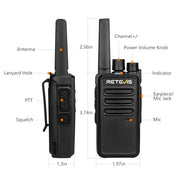 Retevis RT68 Business FRS Walkie Talkies Long Range with Earpieces 6 Pack | Rugged & Compact, License-Free, Powerful 500mW Speaker, 12-Hour Battery, Long-Term Supply, for Schools, Retail & Hospitality