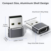 Basesailor USB to USB C Adapter,USBC Female to USB A Male Charger Adapter