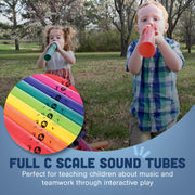 Constructive Playthings Boomwhackers Music Sensory Sound Tubes, Set of 8 | C to C Scale Musical Sound Tube, Classroom Instruments for Kids, Diatonic Set of 8