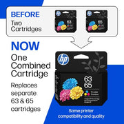 HP 63/65 Tri-Color Ink Cartridge (Replaces Both 63 & 65), Compatible with DeskJet 1100, 2100, 2600, 3600, Envy 4500, 5000, OfficeJet 3800, 4600, 5200 Series, B7RT2AN