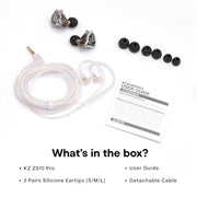 Linsoul KZ ZS10 Pro, 4BA+1DD 5 Driver in Ear Monitor, HiFi Wired Earbuds, Gaming Earbuds, Hybrid IEM Earphones with Stainless Steel Faceplate, Detachable Cable for Musician(Without Mic, Black)