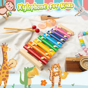 LovesTown Wooden Xylophone, 8 Rainbow Keys, 2 Mallets | Xylophone for Kids, Toddler Percussion Instruments, Music Toys, Goodie Bag Stuffers, Gifts for Kids