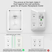 Wall Charger, Surge Protector, QINLIANF 5 Outlet Extender with 4 USB Ports | 1680 Joules, 3-Sided Power Strip, Multi Plug Wall Outlet Adapter Spaced for Home Travel Office, White