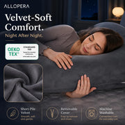 ALLOPERA U Shape Pregnancy Pillow - Full Body Maternity Pillow for Sleeping | Side Sleeper Support for Back, Belly, Hip & Leg, Pregnant Women, Removable & Washable Cover, Adjustable Fill, 57 Inch, Velvet