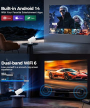 Magcubic Mini Projector with WiFi and Bluetooth, 4K Support Smart Portable Projector, Small Proyector with 200ANSl & AutoKeystone, 180° Rotation HY300Pro Video Proyector for Bedroom, Movie, Outdoor