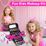 Hollyhi 58 Pcs Kids Makeup Toys Kit for Girls, Real Washable Make Up Set | Safety Material Certificates, Non-Toxic, Storage Case with Mirror, Birthday Gifts for 3 4 5 6 7 8 9 10 11 12 Years Old (Rose)