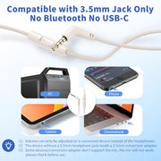 Wired Headphones with Microphone for School, 3.5mm Corded Headphones, Beige | Wired Over Ear Foldable Plug in Headphones, 4.9ft Tangle-Free Nylon Cord for School, Tablet, Laptop, MP3/4, Airplane Travel