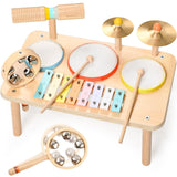 WINGYZ Kids Drum Set, 9-in-1 Montessori Toys | Wooden Musical Instruments for Toddlers, Baby Musical Toys with Drums, Xylophone, Helps Hand-Eye Coordination