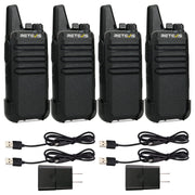 Retevis RT22 Compact & Lightweight FRS Walkie Talkies Long Range (4 Pack) | For Small Business, Camping, Hiking, Cruise, Safe Short Antenna, Comfortable to Carry, Loud & Clear Audio, USB-C