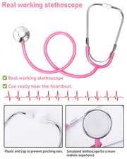 ICECUTE Doctor Scrubs for Kids,7 Pcs Scrubs Costume with Accessories 3-11Y