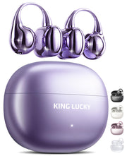 Kinglucky Clip-On Earbuds Gen 3, Open-Ear Wireless Bluetooth 6.0 Headphones with Mic, Secure Fit for Small Ears & Glasses Wearers, 50H Playtime, ENC, IPX5 Waterproof Sport Ear Buds (Purple)